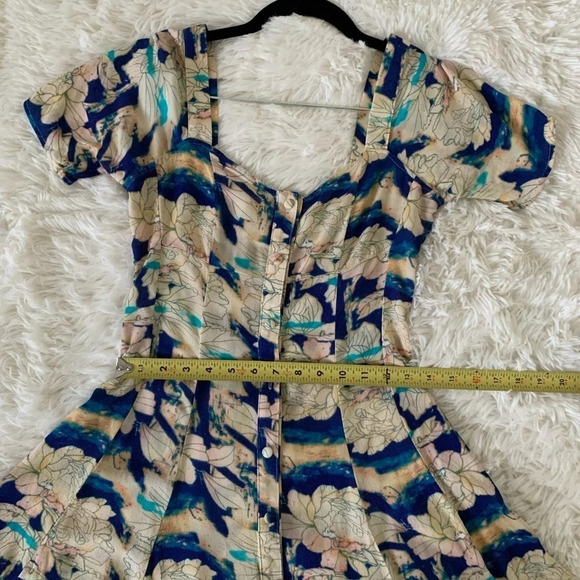 FLYNN Skye Button Front Short Sleeve Mini Flare Dress, XS - Picture 8 of 16
